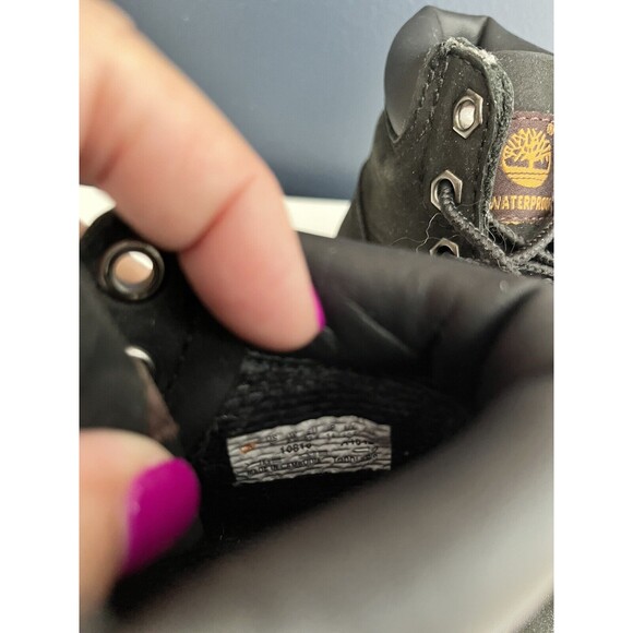 Timberland Boys Black Waterproof Thick Sole Boots US Sz 7 Lace Up Suede Leather - Picture 7 of 8